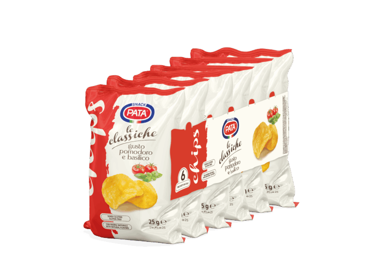 PATA_Chips Classiche_Pomodoro basilico_multipack 6x25gr